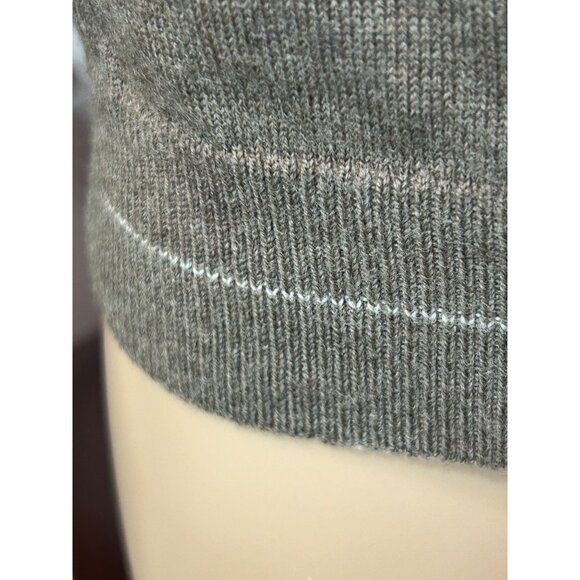 Banana Republic Men’s Sweater M Brown Blue/Grey White Thin Stripes  Wool V-neck - Picture 14 of 15